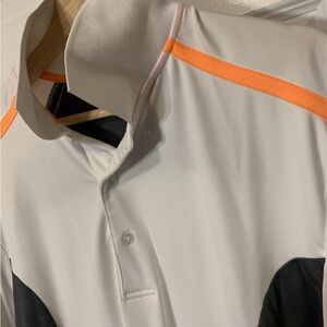 PGA Tour‎ pro series Men's Sz LT White, Orange and blue Polo Shirt